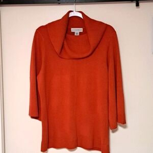 Sag Harbor Burnt Orange sweater with Cowl Neck.
